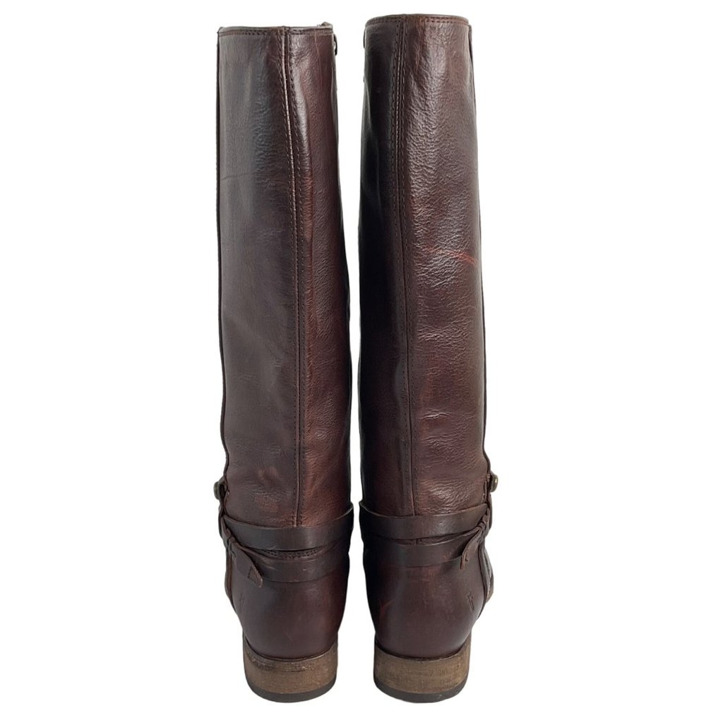 Frye Boots Womens Size 7 Redwood Melissa Belted Tall Boot Leather Luxury $400 - Picture 5 of 13